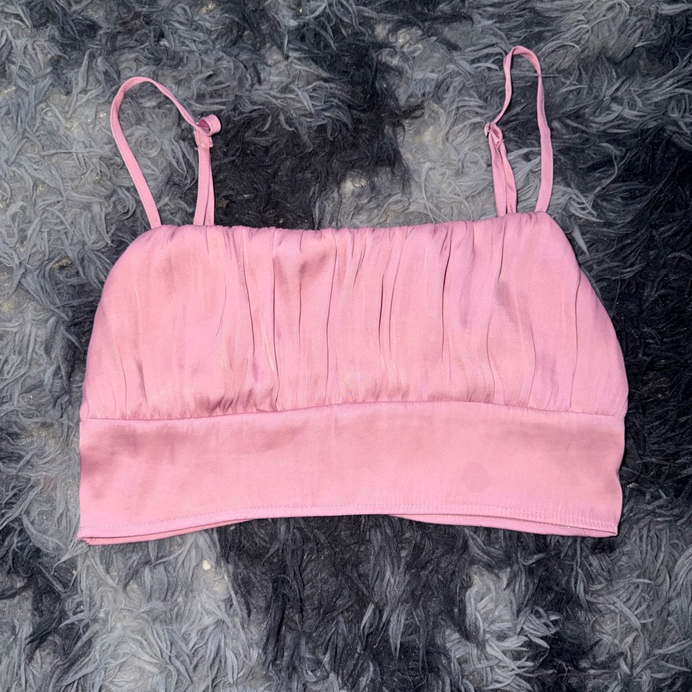 Kendall & Kylie Light Pink Satin Top with Label Detail